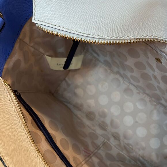 Kate Spade Purse Handbag Leather Crossbody Color Block Blue Satchel Tote Bag - Picture 15 of 16